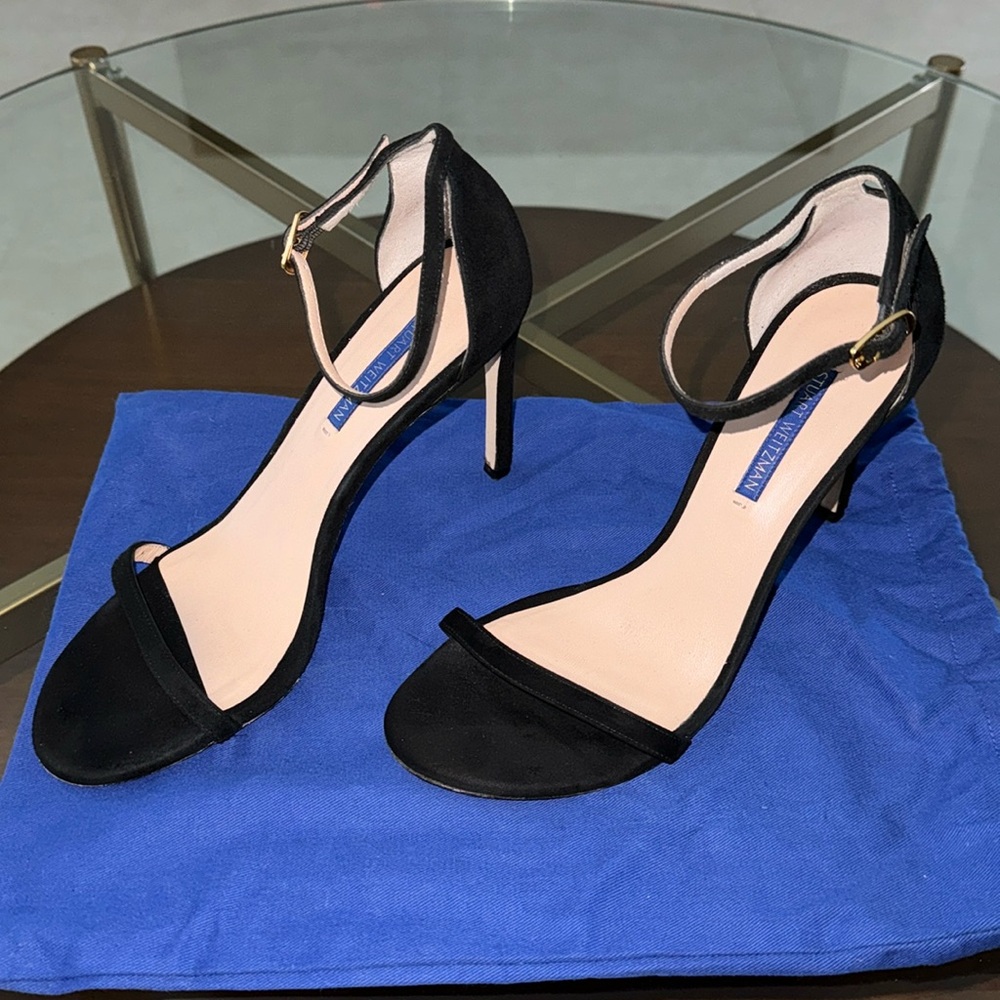 Stuart Weitzman Women’s 8 Nudistsong Black Suede Heel